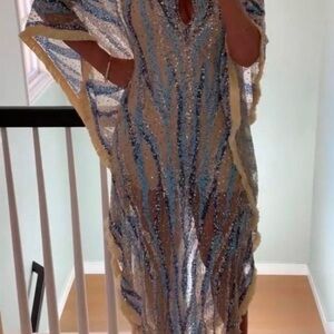 Sparkling Blue and Gold Maxi Dress